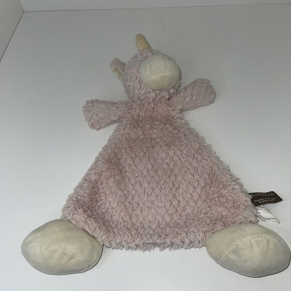 Demdaco Unicorn Rattle Lovey Plush Security Blanket 12" Pale Pink Ivory - Picture 1 of 6